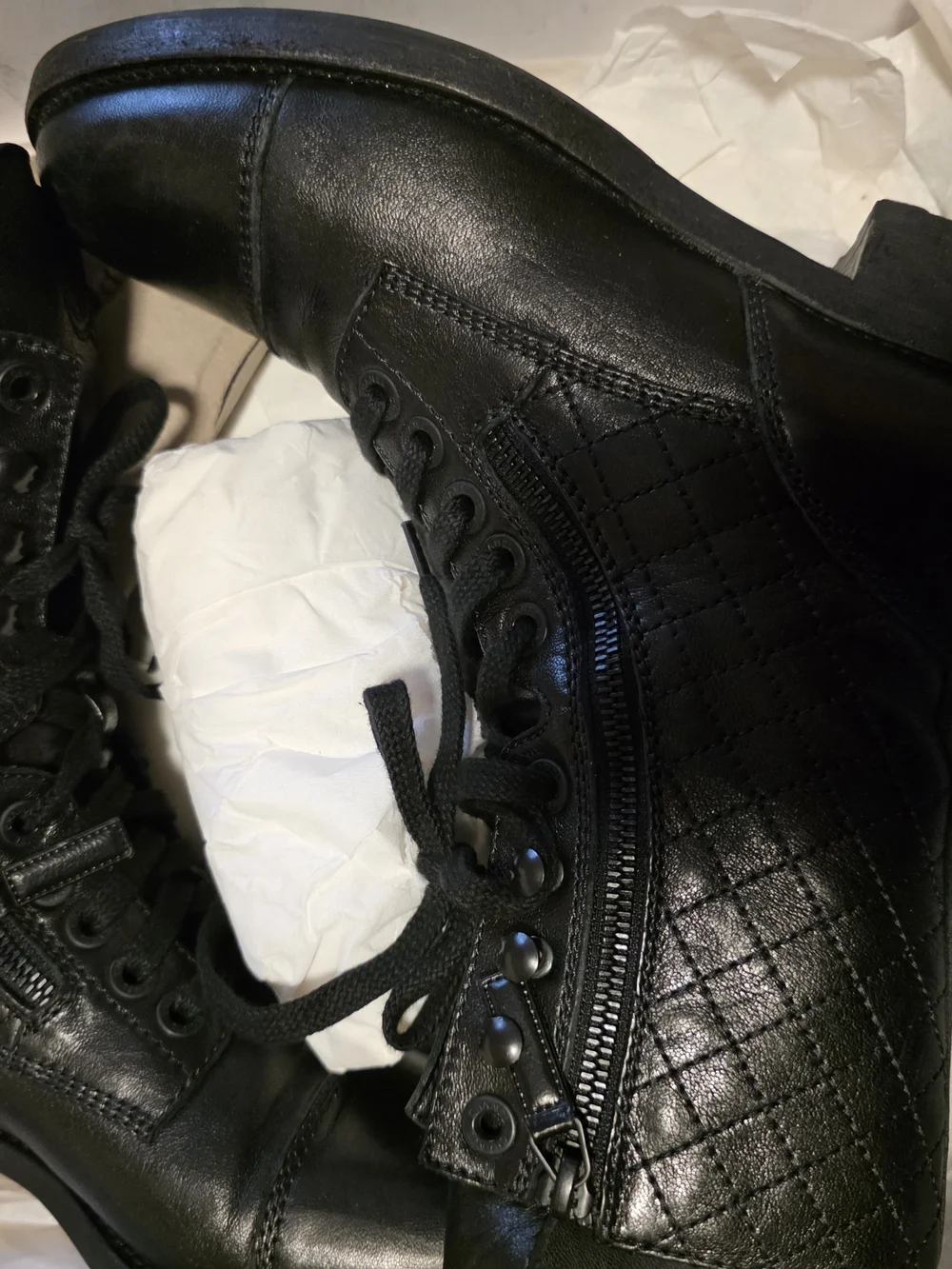 Chanel Black Lace-Up Combat Boots - Women